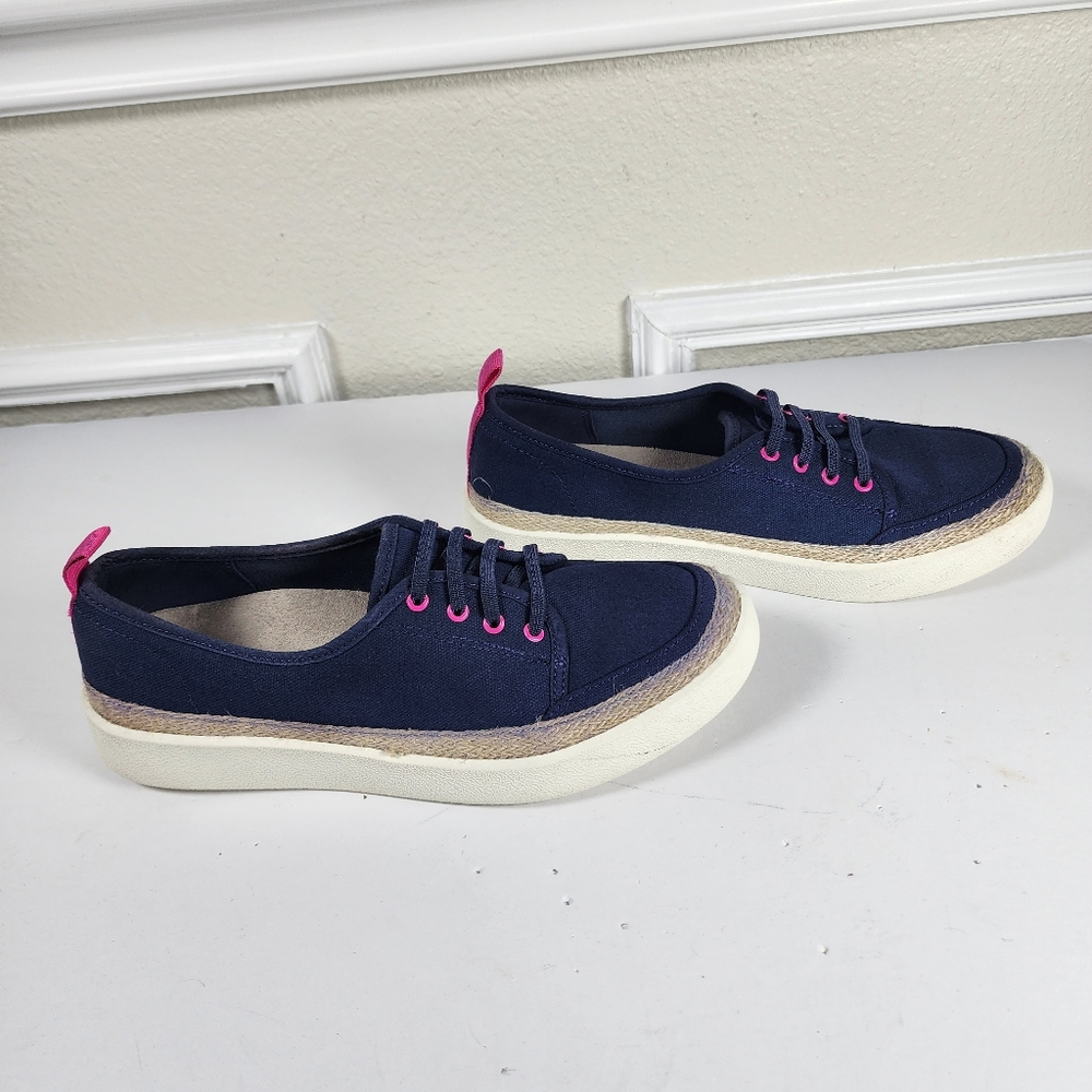 Vionic Jovie Ionic Casual Canvas Slip-On Sneakers Blue Pink Size 5 - Picture 8 of 12